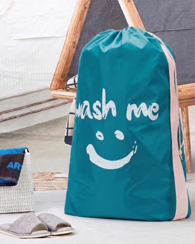HOMEST 2pack XL Laundry Bag with Strap, Clothes Organizer for Dorm & Travel - color: (2 Pack - With Strap) Blue & Sky Blue