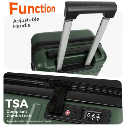 Hard Shell Suitcase With Removable Wheels, 16 Inch Carry On Luggage - color: Green