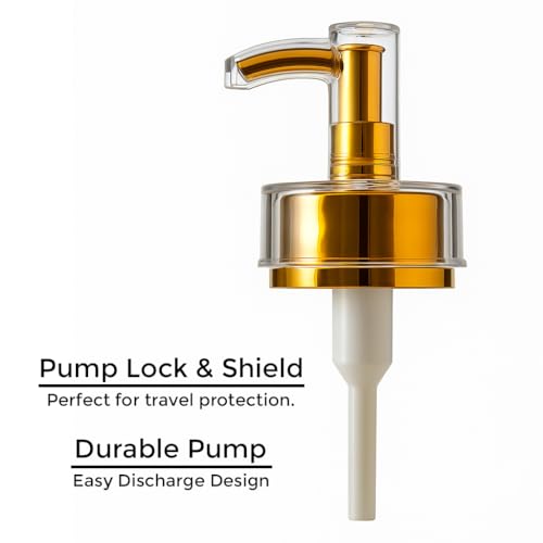 Shampoo and Conditioner Dispenser - Essentials Toiletry Bottles - Shower Refillable Shampoo and Body Wash Soap Pump Bottle – 3X 16oz Containers - Clear All Gold 1 Round - color: Clear All Gold 1 Round, size: Large