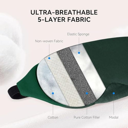 Mavogel Cotton Sleep Eye Mask, Breathable Light Blocking Sleep Mask - color: Green
