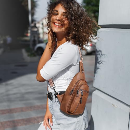 Anti-theft Chest Bags Women Small PU Leather Sling Fanny Pack - color: White-a