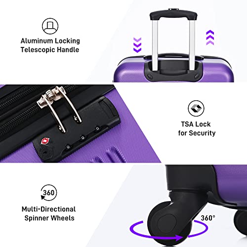 Merax Luggage Set 13 Piece 16 20 24 28 IN Suitcase with Bags,Purple - color: Purple(13 piece)