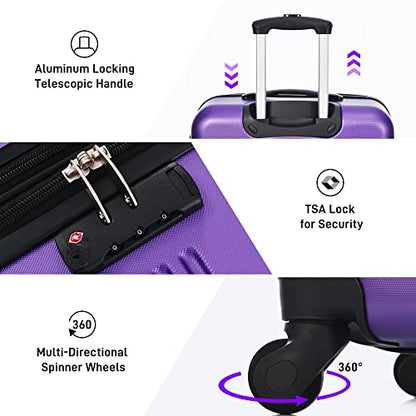 Merax Luggage Set 13 Piece 16 20 24 28 IN Suitcase with Bags,Purple - color: Purple(13 piece)