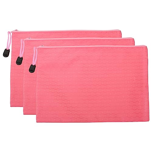 PATIKIL Waterproof Zipper File Bags, 3 Pack A5 Document Holders Pencil Pouch for Office, Pink - color: Pink, size: A5