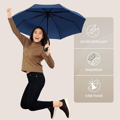 Knirps A.200 Medium Duomatic Windproof Umbrella for Adults – Automatic Open Close 38.5" Canopy, Travel Case Included - color: Navy