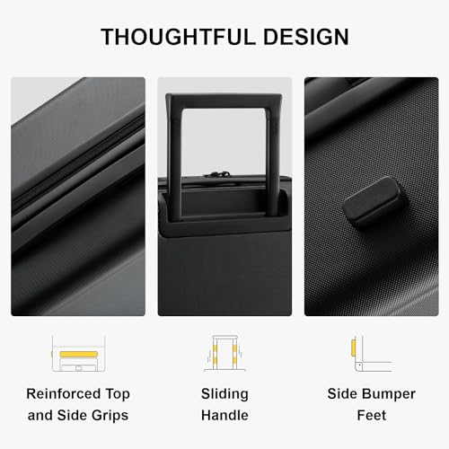 LEVEL8 Carry on Luggage Airline Approved, Small Carry-on Suitcases with Wheels, Lightweight Hardside Luminous Textured with Spinner Wheel, Tsa Lock, 18 Inch, Black - color: Black, size: Small Carry-On 18 Inch