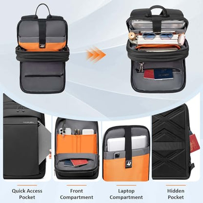 FENRUIEN 15.6 Inch Expandable Mens Backpack for Work, Black - size: 15.6 Inch, style: Business