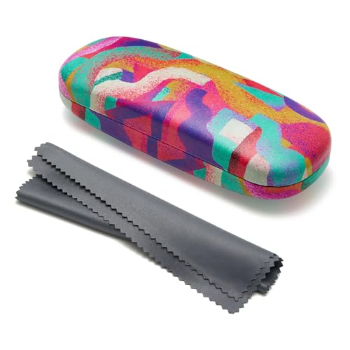 WOZEAH Eyeglasses Case Hard Shell, Protective Glasses Case for Women Men, Portable Eyeglass Holder Box with Cleaning Cloth - color: Colorful3
