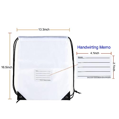CODOBON 20 Pcs Drawstring Bags,Bulk Draw String Backpack, Cinch Bag Sackpack for Travel Gym Sport, White - color: White