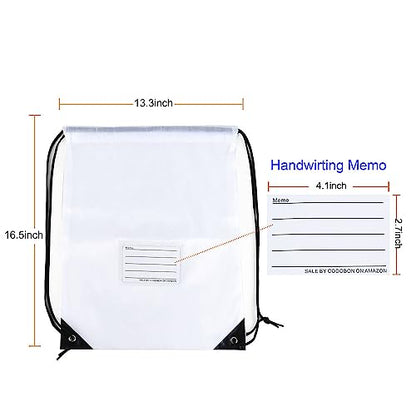 CODOBON 20 Pcs Drawstring Bags,Bulk Draw String Backpack, Cinch Bag Sackpack for Travel Gym Sport, White - color: White