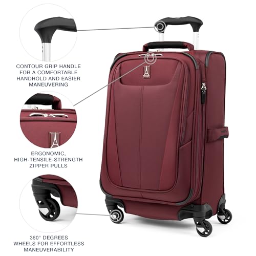 Travelpro Maxlite 5 Softside Carry-On Luggage Spinner, Red, 21-Inch - color: Burgundy, size: Carry-on 21-Inch