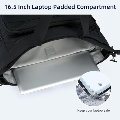 HanTrip Large Laptop Tote Bag with Luggage Sleeve for Travel Work, Black - color: Black