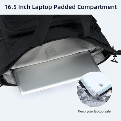HanTrip Large Laptop Tote Bag with Luggage Sleeve for Travel Work, Black - color: Black