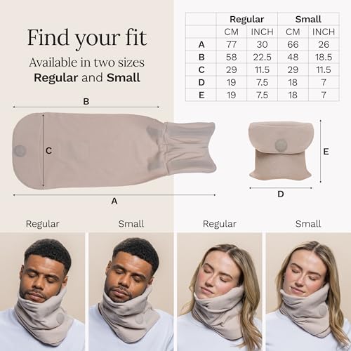 Trtl Travel Pillow Original 2.0 – Scientifically Proven Super Soft Travel Pillow with Premium Head & Neck Support – for Airplane Travel – Machine Washable – Lightweight & Compact – Sand Beige