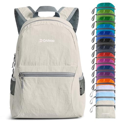 G4Free 20L Lightweight Packable Backpack Travel Hiking Daypack Foldable Backpack for Men Women - color: A-beige, size: 20L