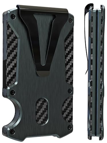 WXM Wallet for Men RFID Blocking Slim Front Pocket Real Carbon Fiber Credit Wallet Minimalist Best Mens Gift (GunMetal Grey) - color: GunMetal Grey