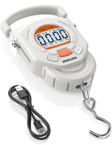 Fishing Scale 132lb/60kg Luggage Scale Digital Fish Scale with Backlit LCD Display, Fish Weight Scale Luggage Weight Scale Hanging Scale with 4 Units USB Cord, Fishing Accessories Fishing Gift - style: USB Rechargeable