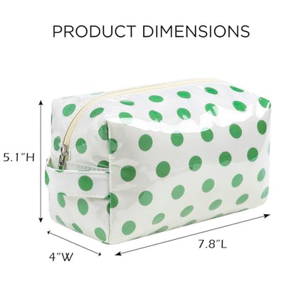 PVC Striped Clear Coated Waterproof Makeup Bag(07White Green) - color: 07White Green