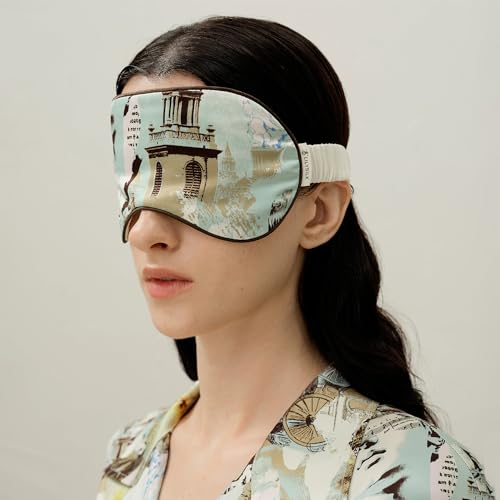 LILYSILK 1 pc 100% Silk Sleep Mask Blindfold Elastic Strap Soft and Comfortable Night Shade for Men Women Aquarius - color: Aquarius