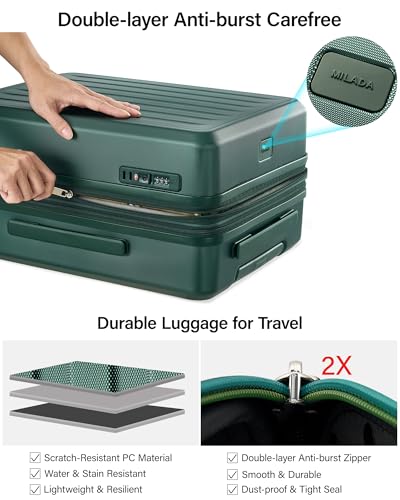 MILADA 20 Inch Expandable Carry On Luggage, Small Hard Shell Suitcase - color: Blackish Green, size: Carry On 20 Inch