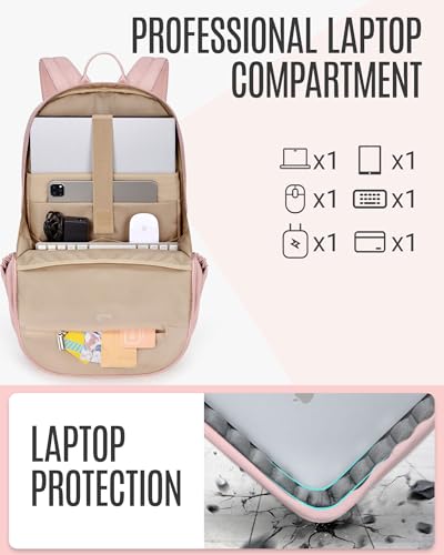 LIGHT FLIGHT Travel Backpack for Women, 17.3 inch Laptop Daypack - color: Pink, size: 17.3 Inch without Wheels