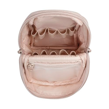 RSRSLEII Small Standing Makeup Bag, Wipe-Clean Brush Holder (03Pink) - color: 03Pink