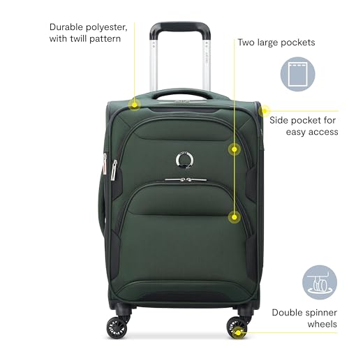 DELSEY PARIS Sky Max 2.0 Softside Expandable Luggage with Spinner Wheels, Green, Checked-Medium, 24 Inch - color: Green, size: Checked-Medium, 24 Inch