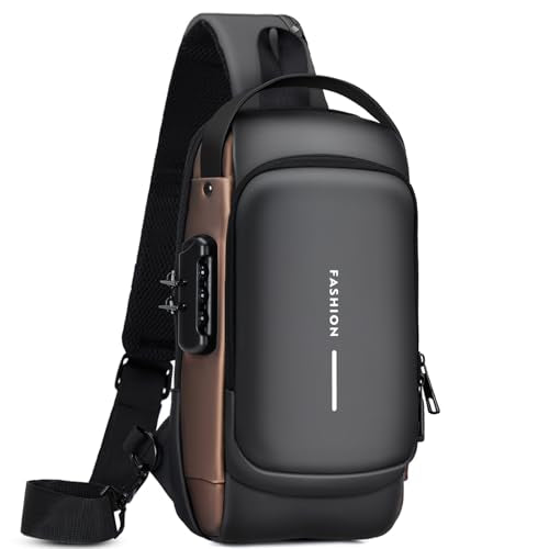 Rcrirth Sling Bag for Men | Anti-theft Crossbody Shoulder Chest Bag - color: Blackgold