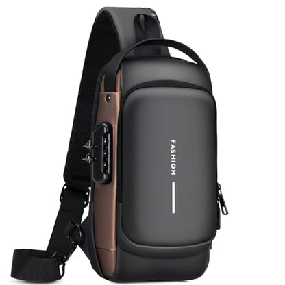 Rcrirth Sling Bag for Men | Anti-theft Crossbody Shoulder Chest Bag - color: Blackgold