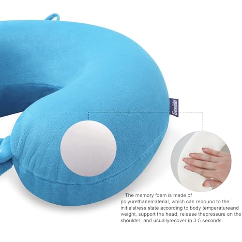 Travel Pillow, Memory Foam Airplane Pillow, Lake Blue - color: Lake Blue