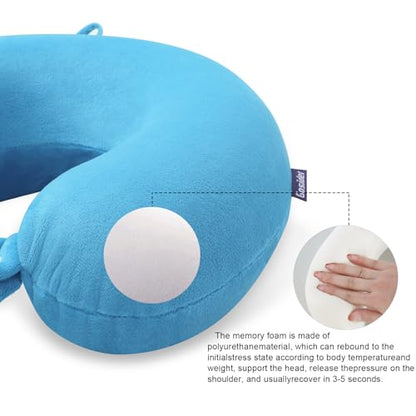 Travel Pillow, Memory Foam Airplane Pillow, Lake Blue - color: Lake Blue