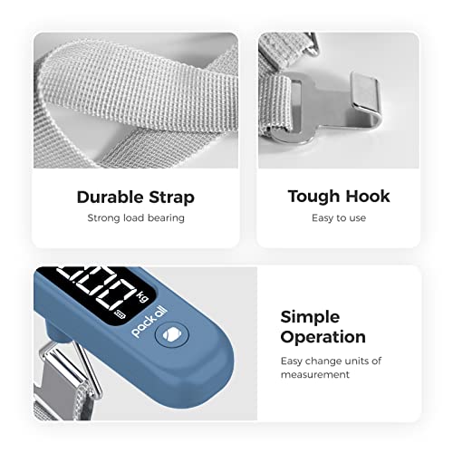 pack all Digital Luggage Scale for Travel, 110Lbs Capacity, 0.1Lb Precision - color: Navy