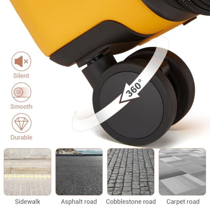 Kono Large Suitcase 28in Expandable ABS+PC 8pcs Silent Wheels Yellow - color: Yellow, size: Checked-Large 28-Inch