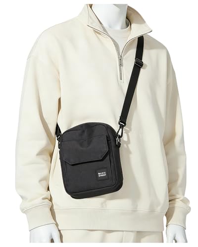 BJLFS Small Crossbody Bag Side Shoulder Bag for Men Women, Travel Passport Wallet Bag, Small Neck Pouch Side Shoulder Bag - color: Black-large