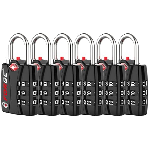 Forge TSA Approved Luggage Locks, Open Alert TSA Locks, Black, 6 Pack - color: Black 6PK