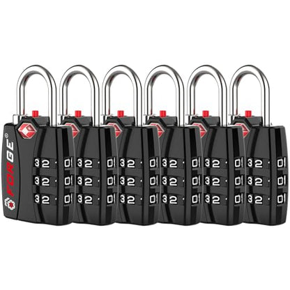 Forge TSA Approved Luggage Locks, Open Alert TSA Locks, Black, 6 Pack - color: Black 6PK