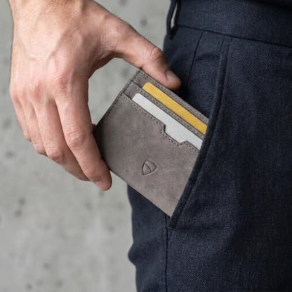 Vaultskin MOORGATE Slim Top-Grain Leather Credit Card Holder, RFID Wallet - color: Hurricane Brown