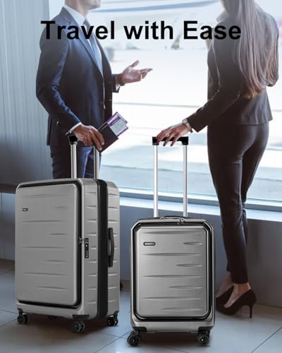 CENSIEN Expandable Luggage Sets, 20 Inch Carry On Luggage 28 Inch Suitcases - color: Gray, size: 20/28 Inch EXT