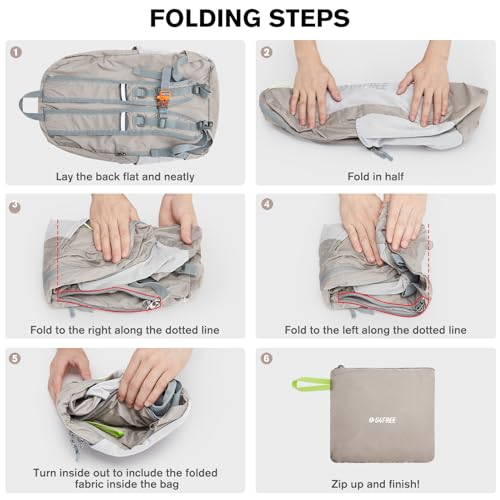 G4Free 24L Lightweight Packable Hiking Backpack Sport Travel Daypack Water Resistant for Women Men - color: Grey