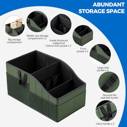 WHHMK Sturdy Leather Car Storage Support Up to 33 LB of Weight, Green - color: Green