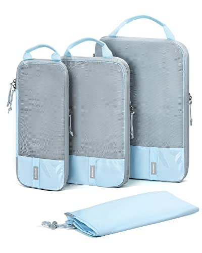 BAGSMART Compression Packing Cubes for Travel Essentials - color: Light Blue, size: Set of 4