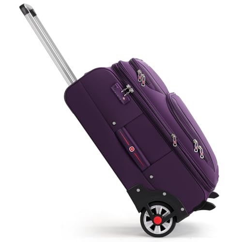 ROPLUS Laduga Softside Expandable Luggage with Large Steel Wheels Checked-Luggage Suicase (Purple, 25-Inch) - color: Purple, size: 25-Inch