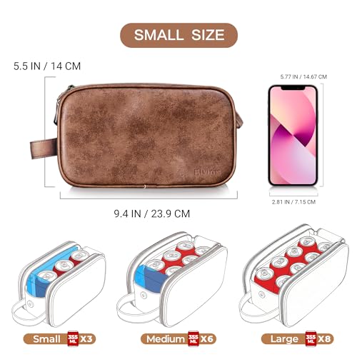 Elviros Travel Toiletry Bag for Men PU Leather Dopp Kit (Small, Dark Brown) - color: Dark Brown, size: Small (Pack of 1)