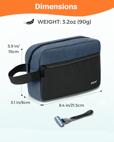 Elviros Hanging Toiletry Bag for Men, Travel Dopp Kit, Small, Blue & Black - color: Blue&Black, size: Small