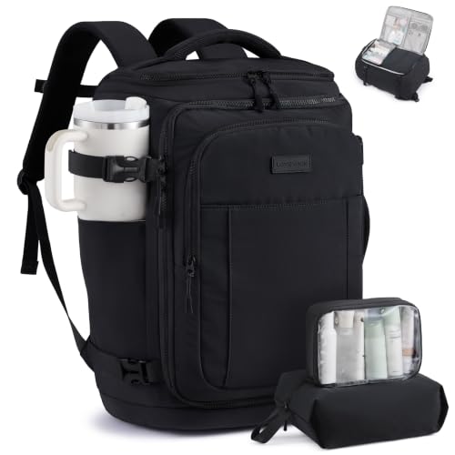 LOVEVOOK Travel Backpack for Women Men, 28L Personal Item Weekend Bag - color: Black, size: 28L-3Pcs