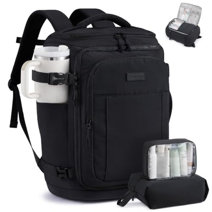 LOVEVOOK Travel Backpack for Women Men, 28L Personal Item Weekend Bag - color: Black, size: 28L-3Pcs