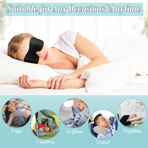 8 Pcs Sleep Mask 3D Eye Masks for Sleeping, Large, Black - color: Black, size: Large