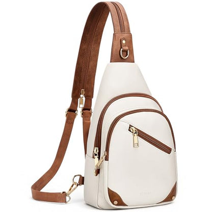 SYTRAH Anti Theft Sling Bag for Women, RFID Crossbody Purses Travel - color: Beige Brwon