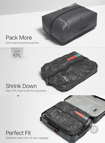 Black Voyage Reusable Vacuum Compression Travel Bag for Carry-On Suitcase and Backpack, Recycled IPX8 Waterproof Space Saver Vacpack (Gray, Small (1-Pack)) - size: Small (1-Pack)