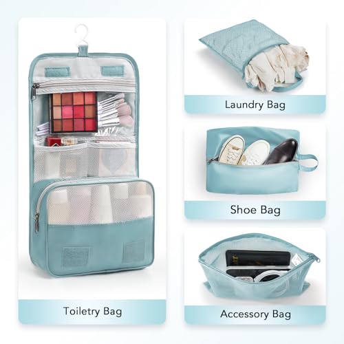 OlarHike 10 Set Compression Packing Cubes for Travel Essentials,Compressible Expandable Space Saver Bags for Organizing Clothes,Luggage Suitcase Garment Bags with Over 1000 pcs Mesh Holes(Blue Gray) - color: Blue Gray